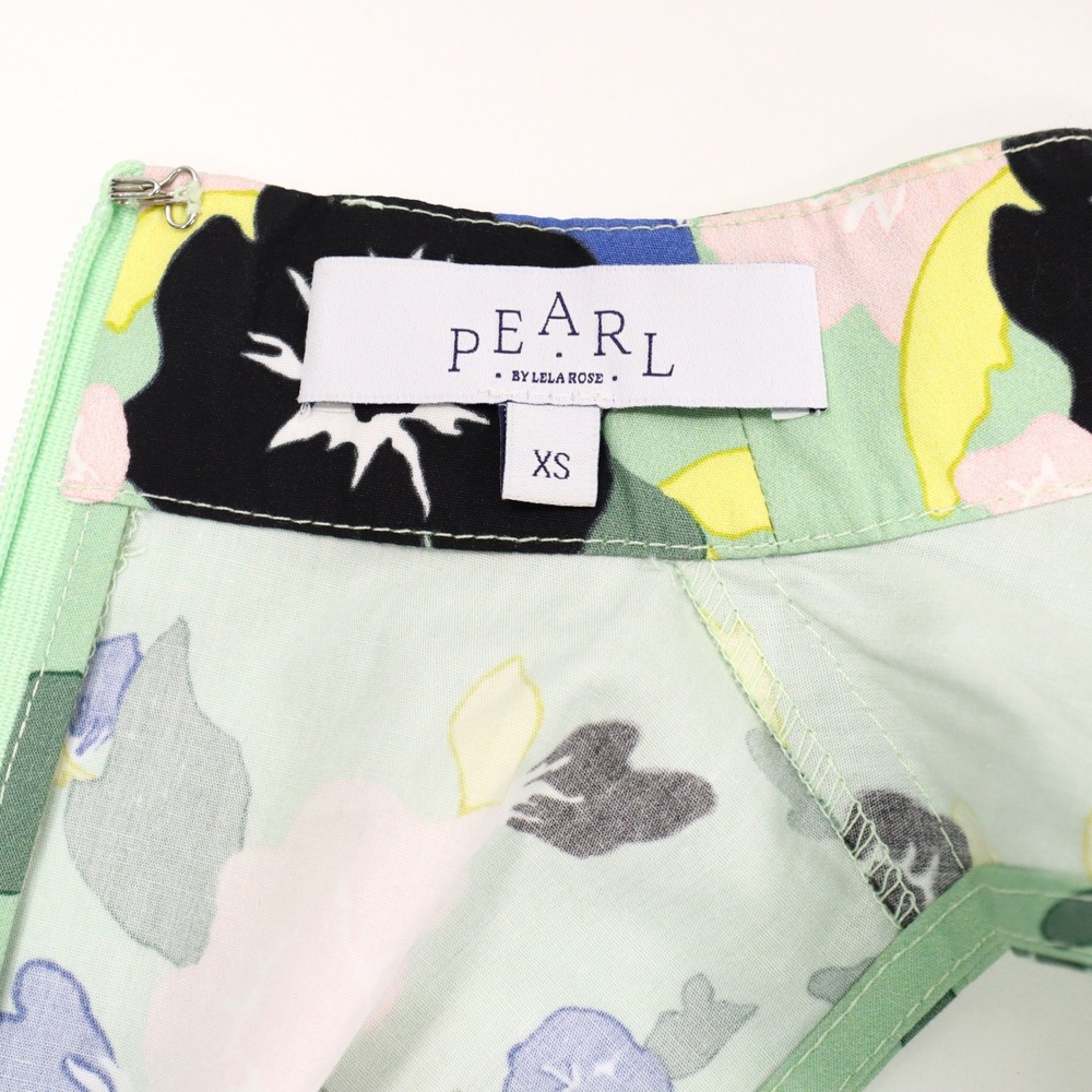 Pearl by Lela Rose Floral Cotton Halter Belted Dress XS Green Feminine Romantic - Picture 4 of 14